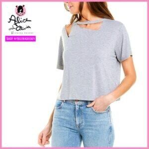 Alice + Olivia Jeans Roslyn Cut Out Gray T Shirt Womens Small | X358